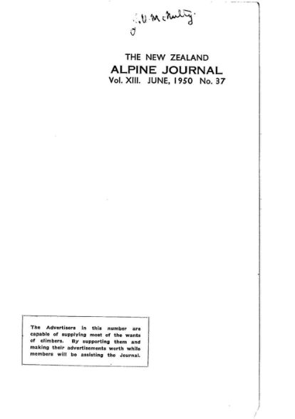 New Zealand Alpine Journal 1950 Vol 13 No 37 cover